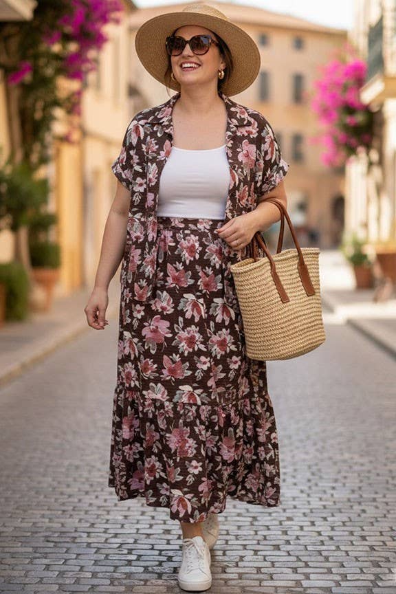 Plus Size Floral Maxi Set