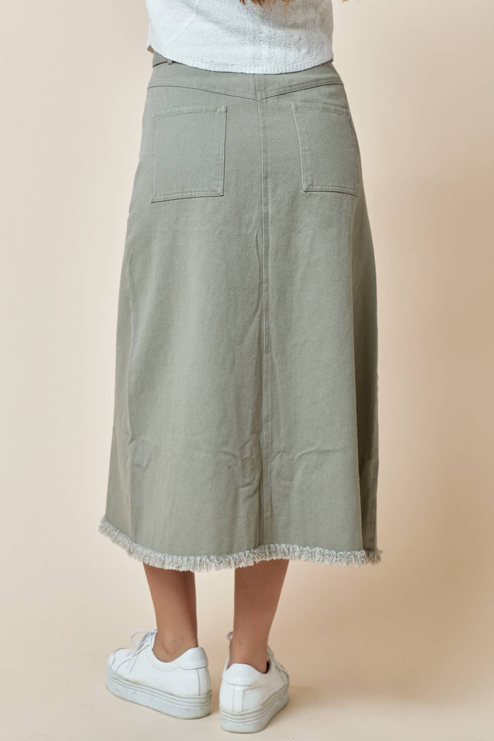 HIGH WAISTED OLIVE SKIRT WITH BELT