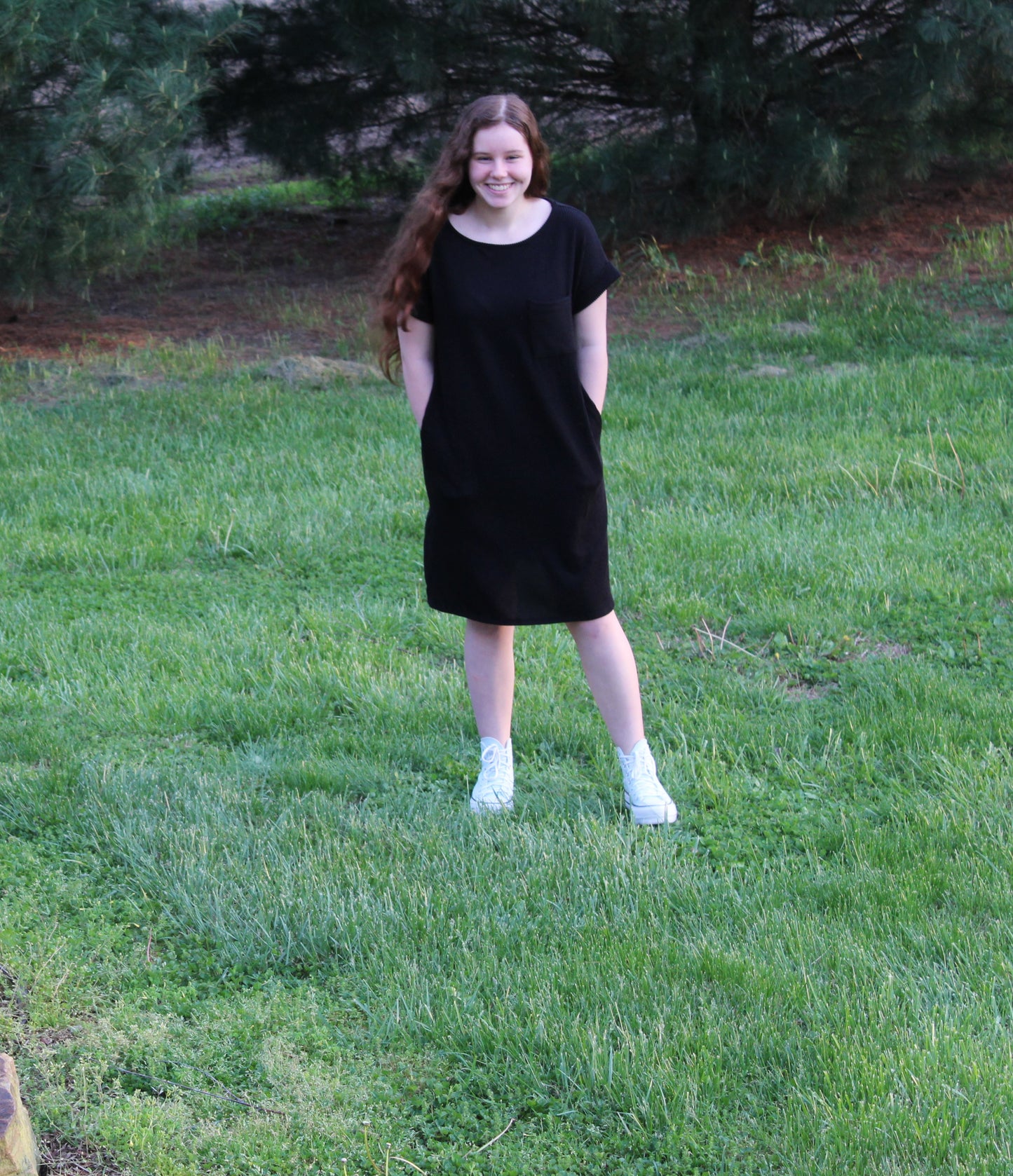 Ribbed T-shirt Dress W/ Pockets
