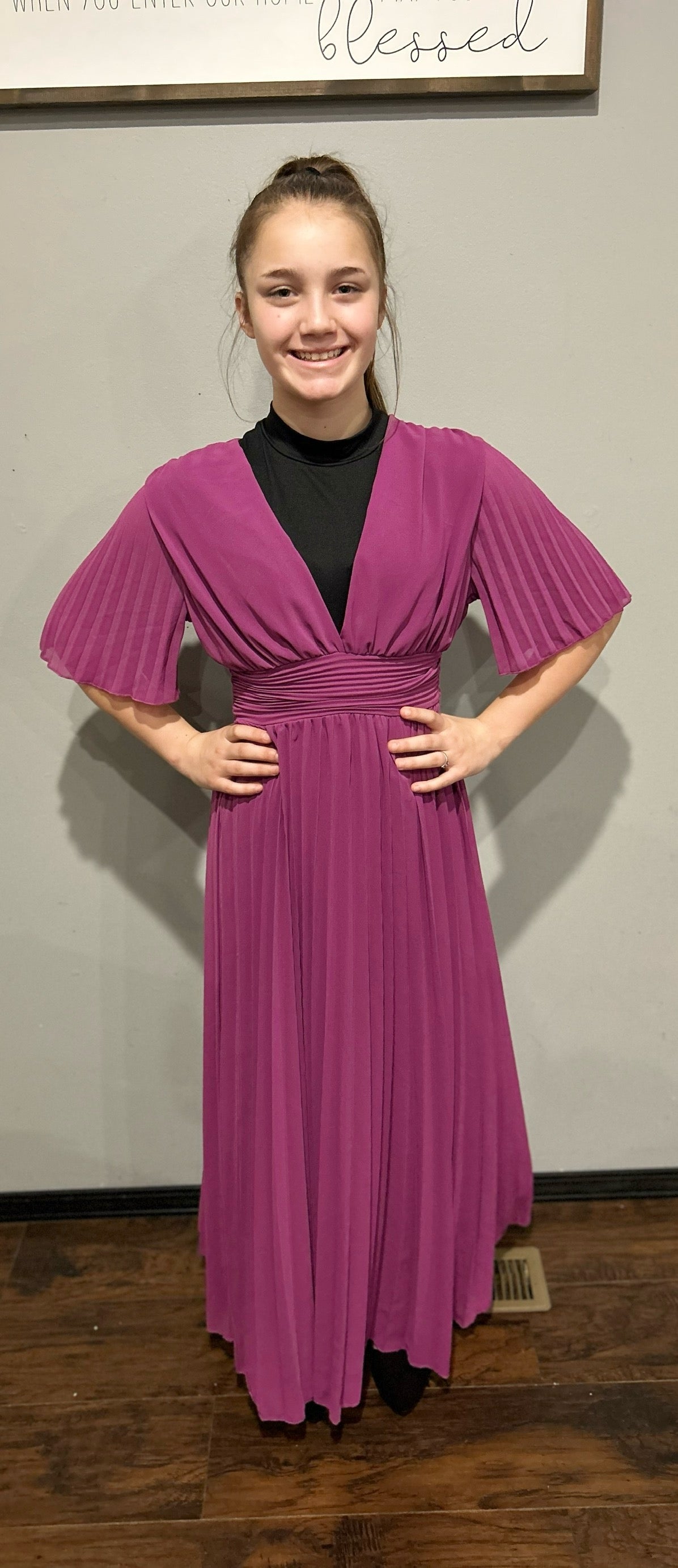 Purple Elegance Pleated Maxi
