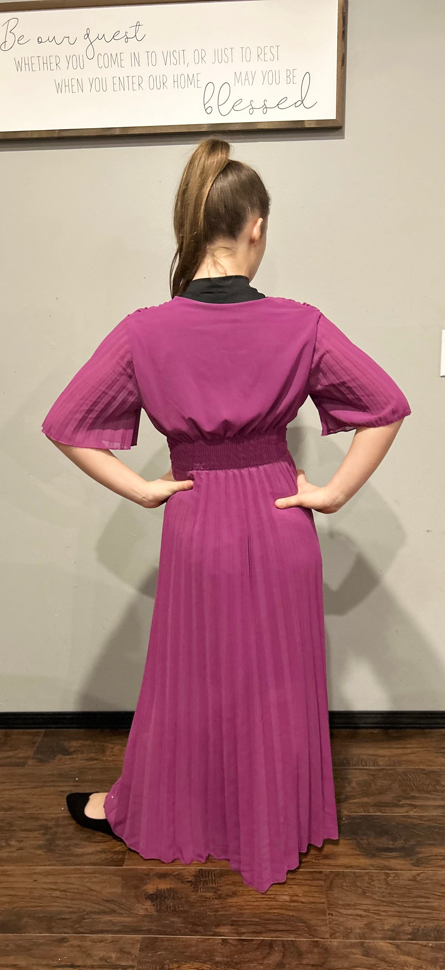 Purple Elegance Pleated Maxi