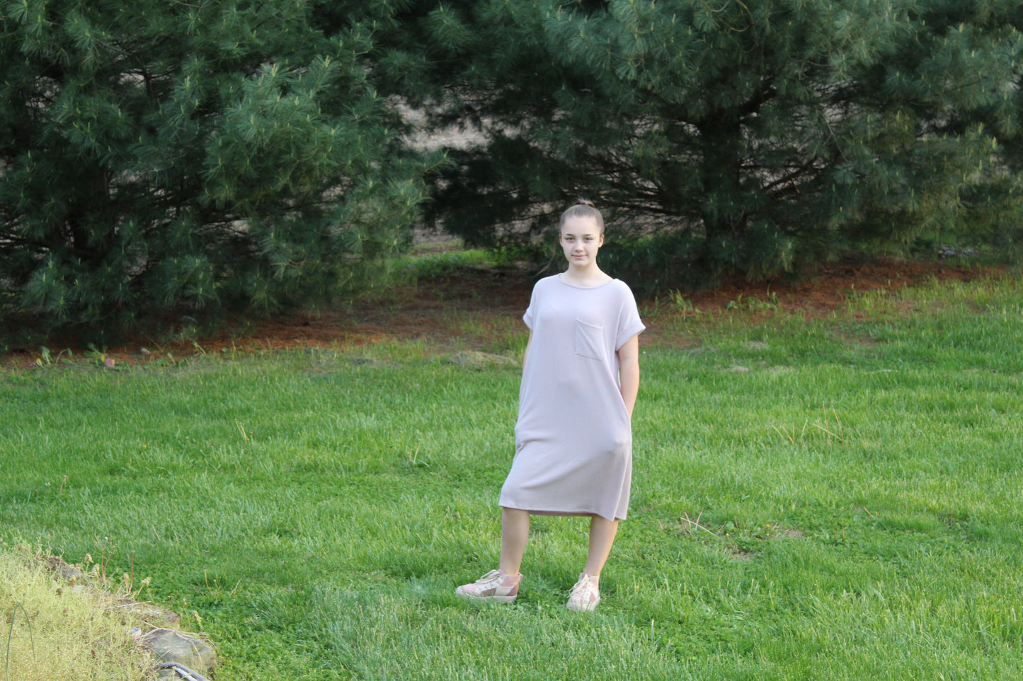 Ribbed T-shirt Dress W/ Pockets