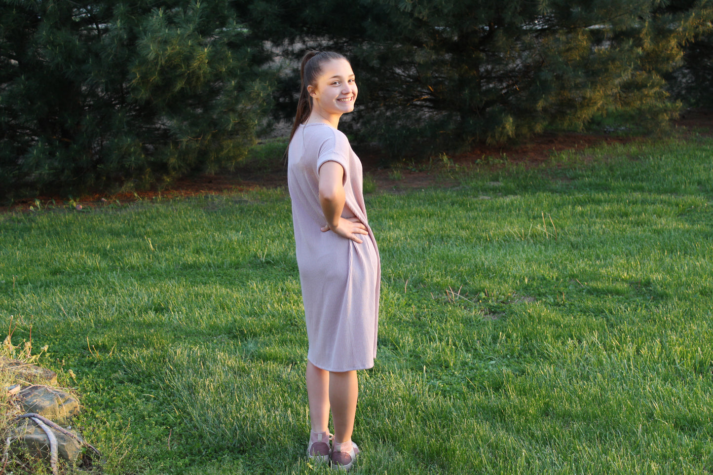 Ribbed T-shirt Dress W/ Pockets