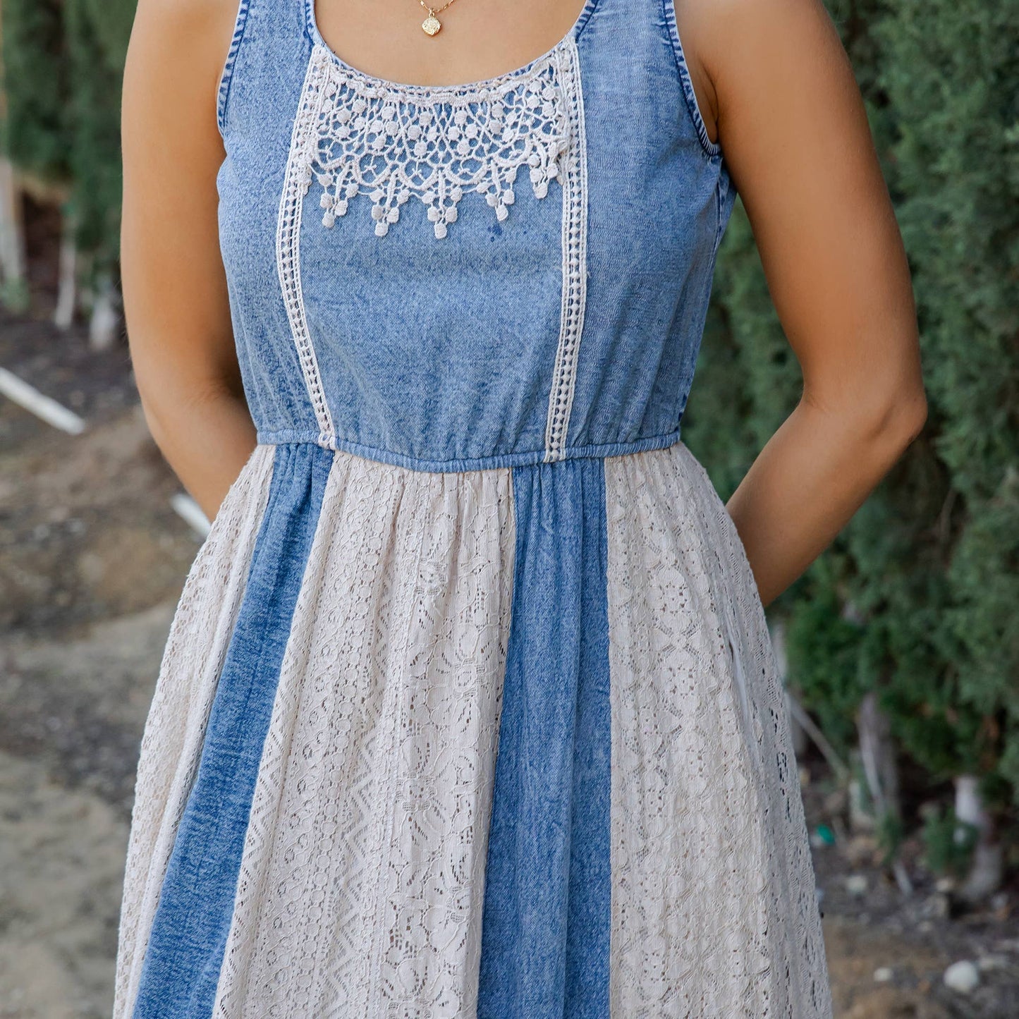 Denim & Lace Midi Sundress