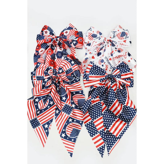 Jumbo Patriotic Hair Satin Bow