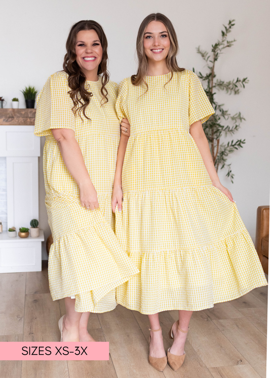 Plus Size Yellow Gingham Dress