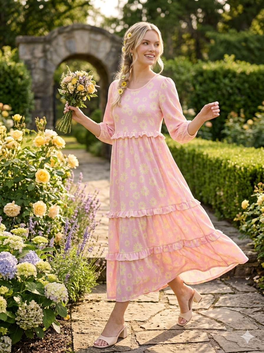 Pink Women’s Plus Daisy Dress
