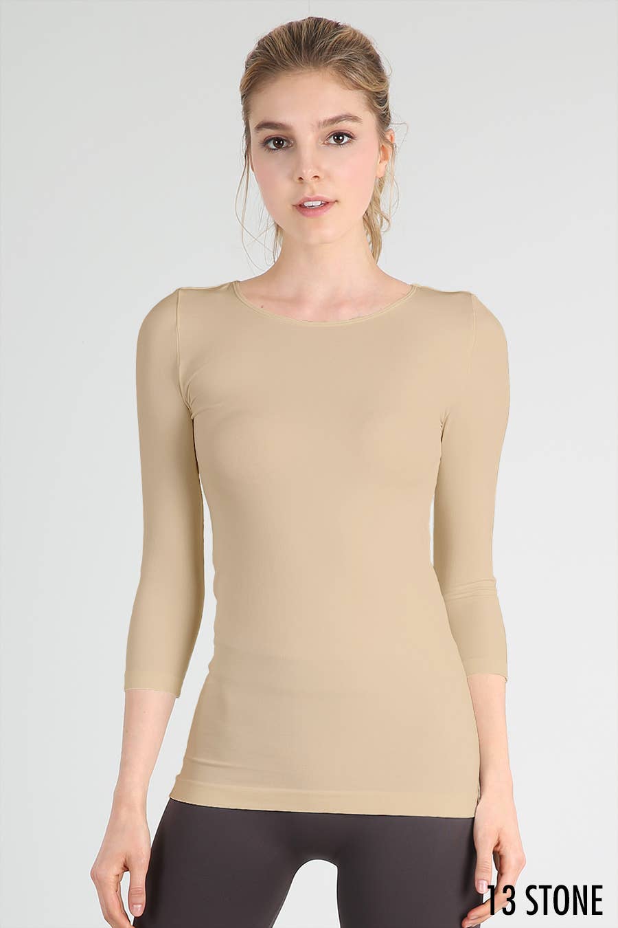 3/4 Sleeve Crew Neck Top