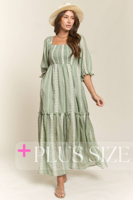 Plus Size Embroider Detail Light Sage