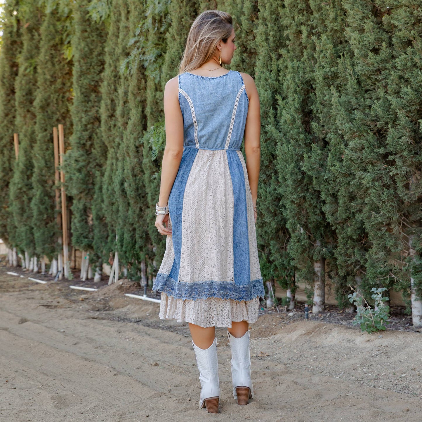 Denim & Lace Midi Sundress