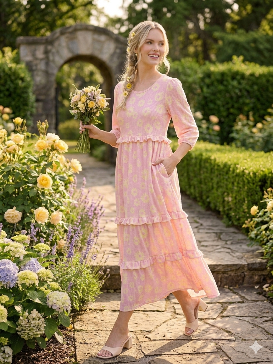 Pink Women’s Plus Daisy Dress