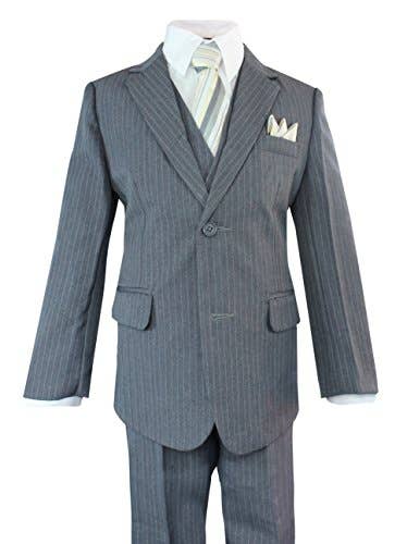 Boys 5 Piece Charcoal Gray Suit