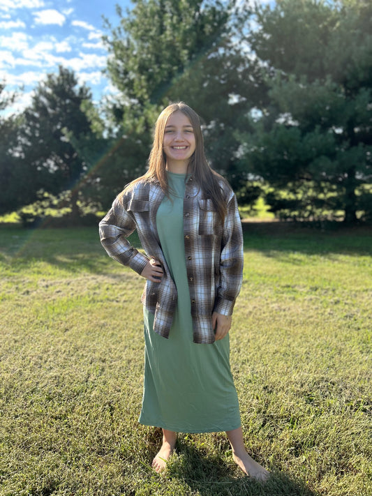 Green Side Pocket Tee Dress