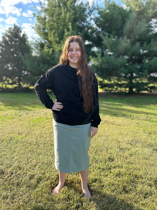 Black Ribbed Corded Oversized Sweatshirt