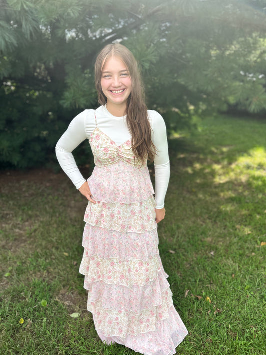 Whimsical Floral Tiered Maxi