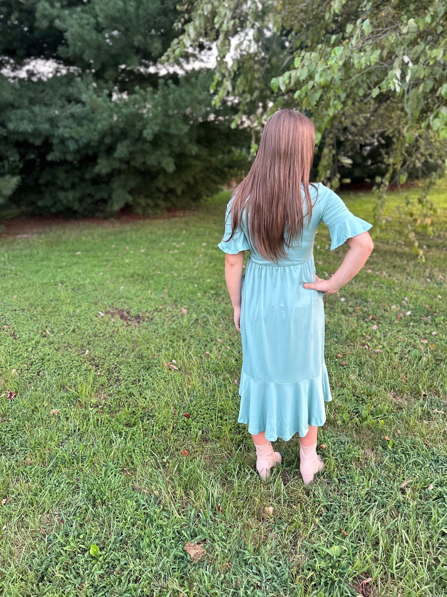 Half Sleeve Ruffle Hem