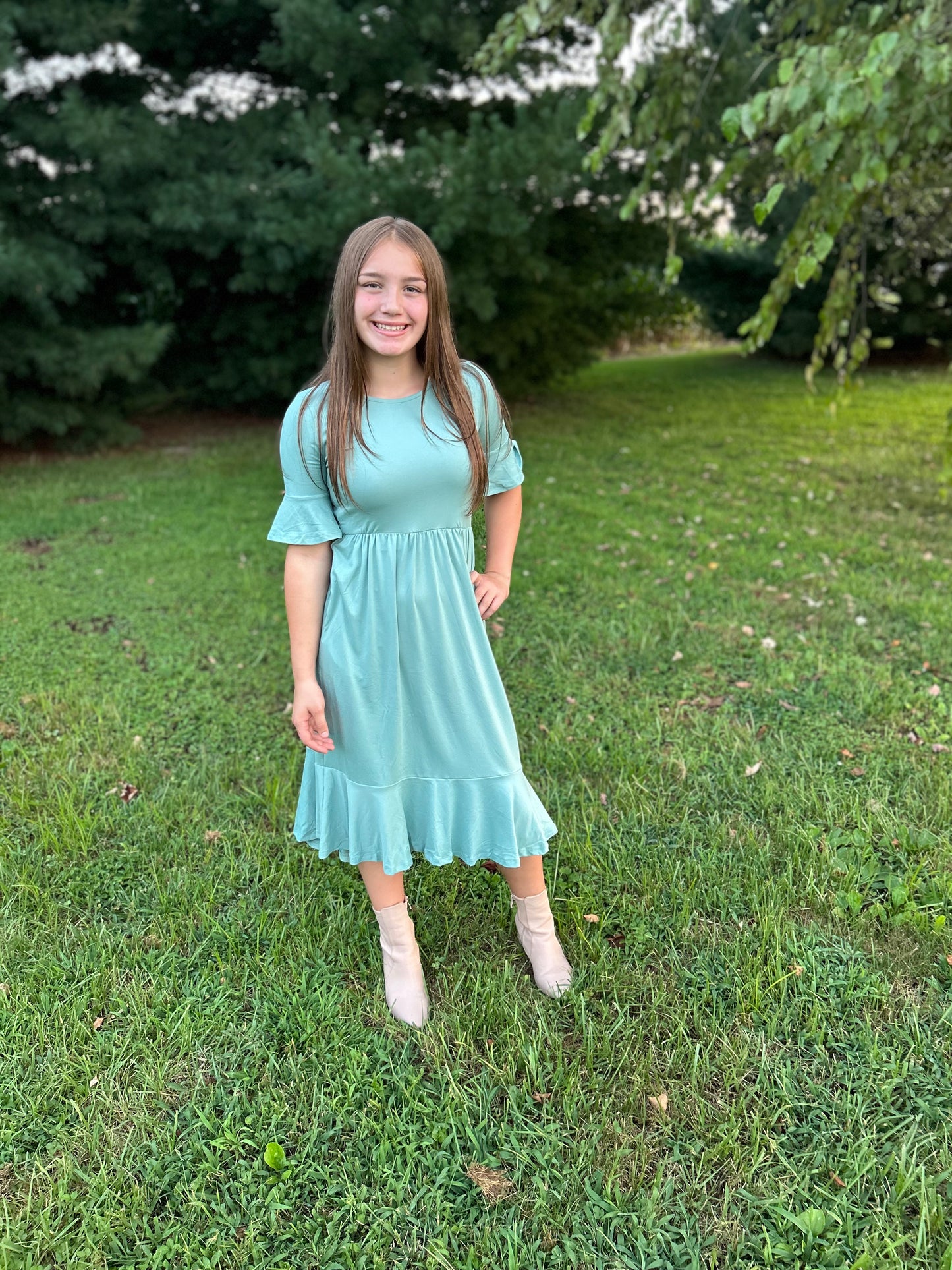 Half Sleeve Ruffle Hem
