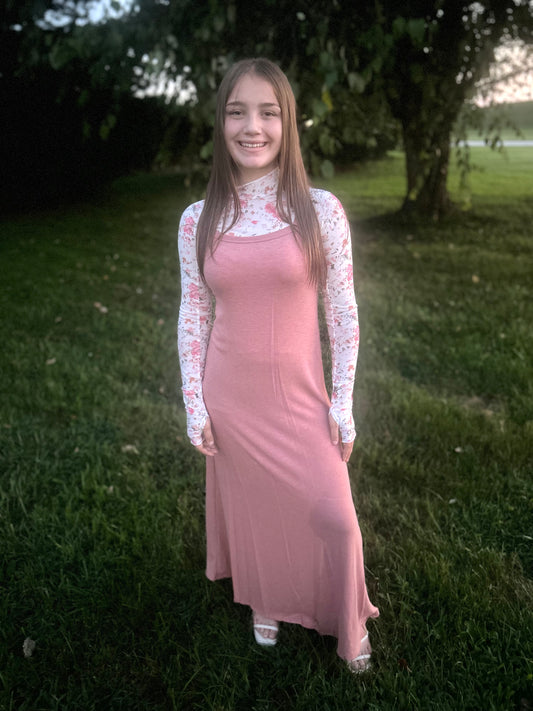 Mauve Stretchy Maxi Dress