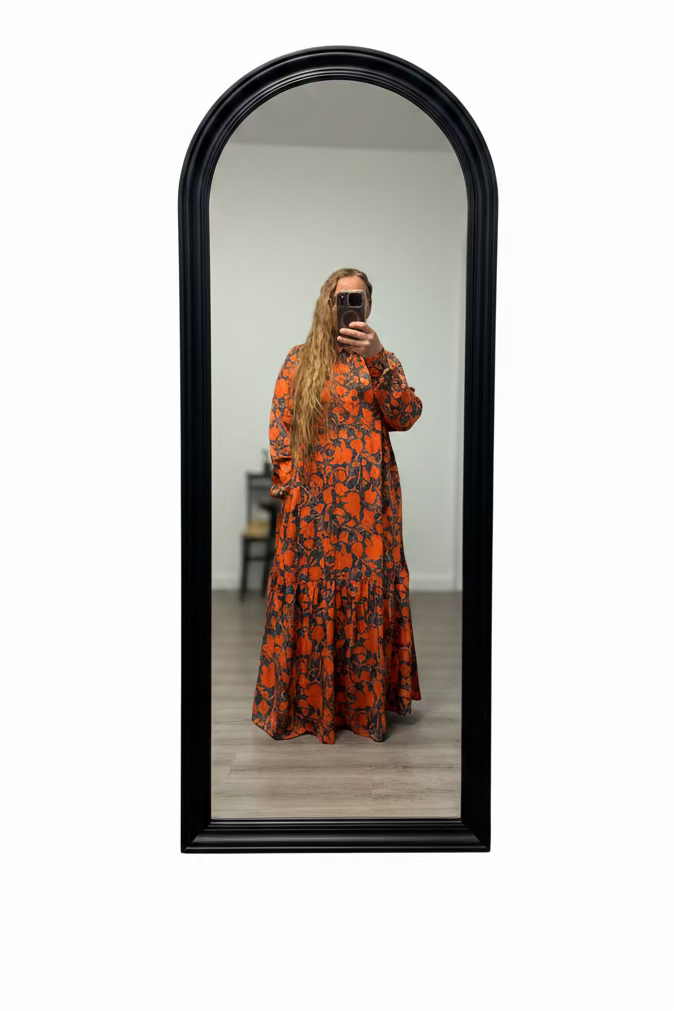 Autumn Orange Floral Dress