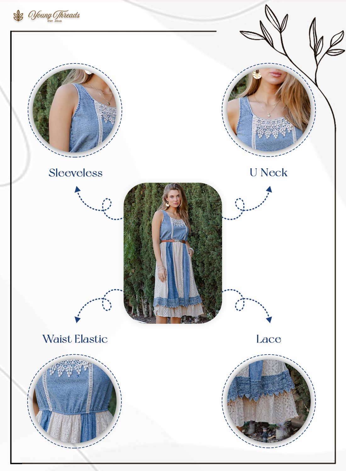 Denim & Lace Midi Sundress