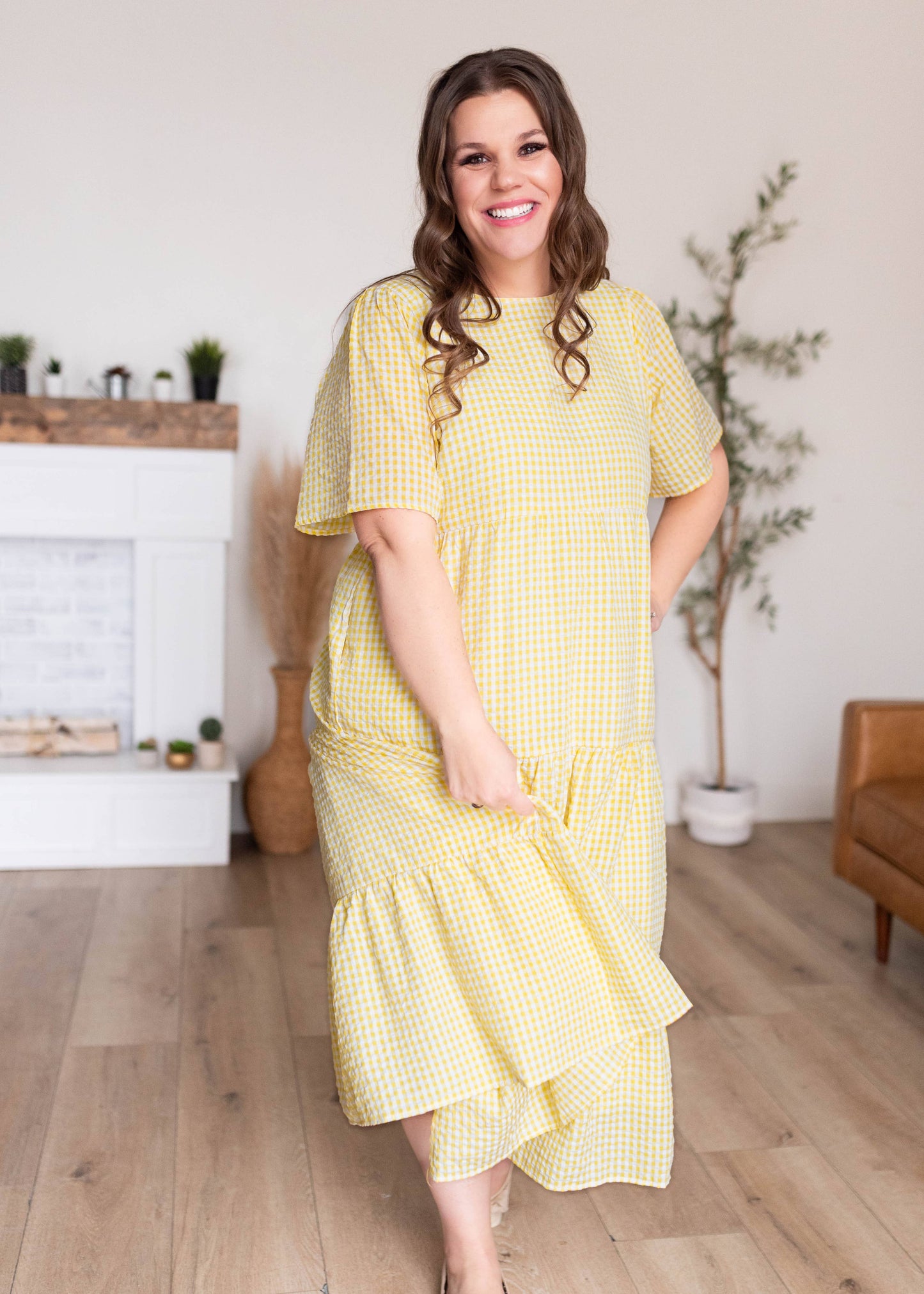 Plus Size Yellow Gingham Dress