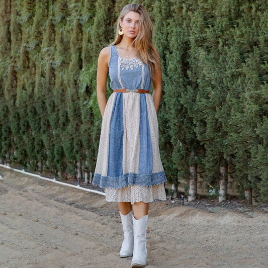 Denim & Lace Midi Sundress