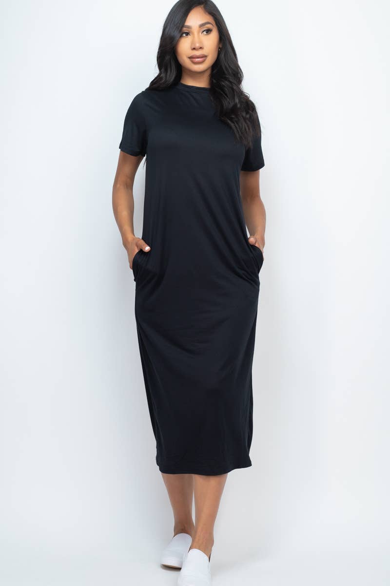 Black Side Pocket Tee Dress