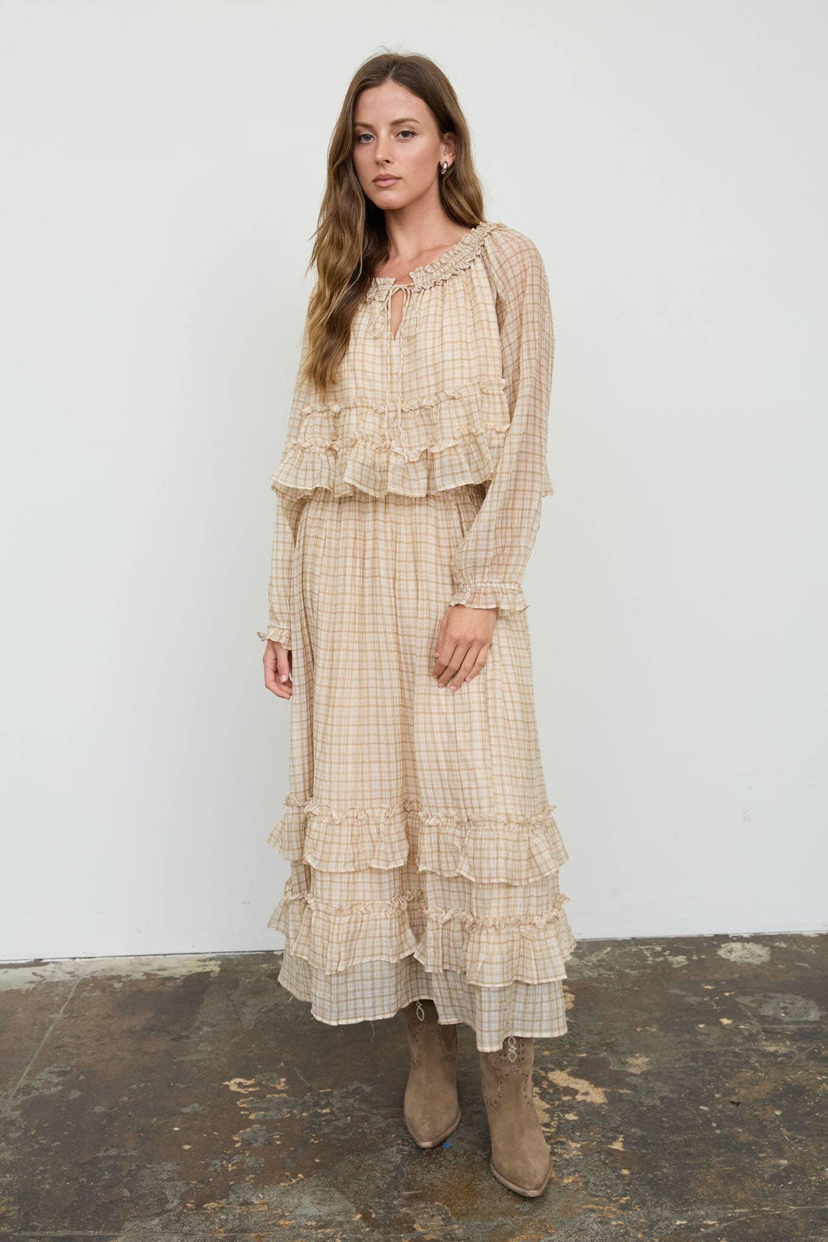 Plaid Ruffled Tiered Set