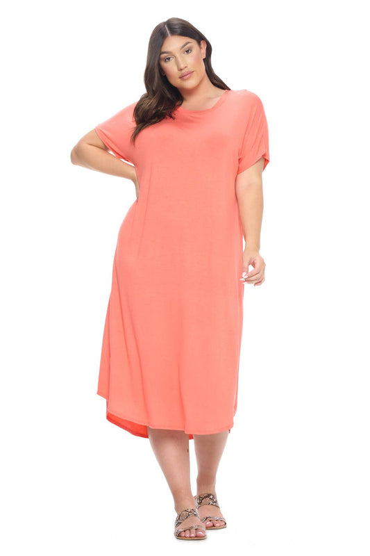 Coral Plus Size ALine Midi Dress