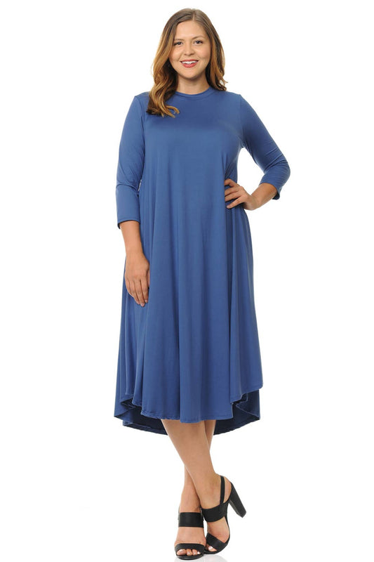 Plus Size ALine Swing Trapeze Midi Dress