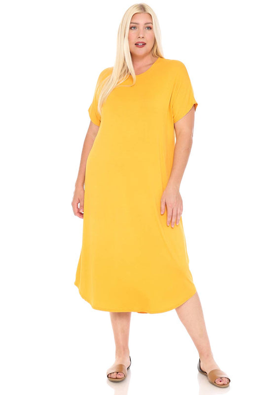 Mustard Plus Size ALine Midi Dress