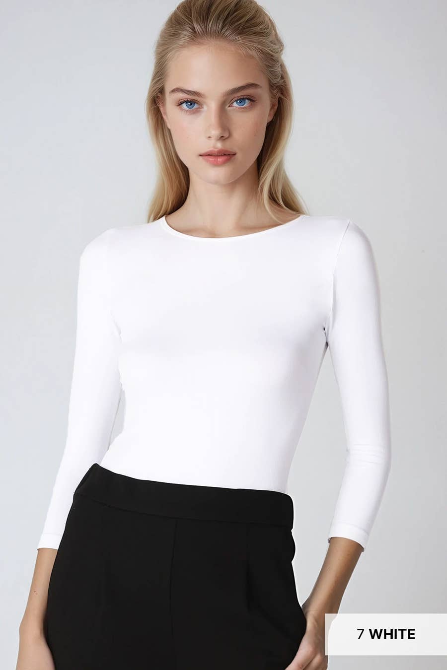 3/4 Sleeve Crew Neck Top